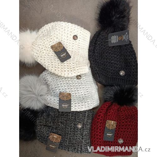 Damen Wintermütze mit Bommel (EINHEITSGRÖSSE) PERFECT POLISH FASHION PVE25001