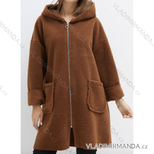 Übergroßer Damen-Kapuzenmantel mit Reißverschluss und langen Ärmeln (S/M/L ONE SIZE) ITALIAN FASHION IMPLI259611