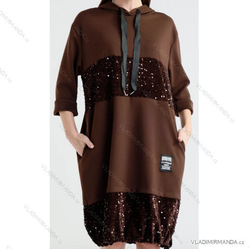 Langärmliger, übergroßer Kapuzen-Sweatshirtmantel mit Reißverschluss für Damen (Einheitsgröße S/M/L) ITALIAN FASHION IMPLI249611