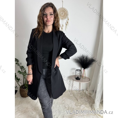 Damen-Langarmjacke (M/L/XL ONE SIZE) ITALIAN FASHION IMC23016 schwarz M / L