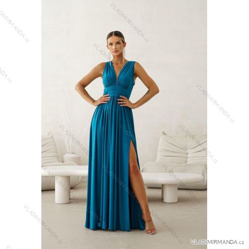 Langes, elegantes Damenkleid mit breiten Trägern (SL) FRENCH FASHION FMPEL23VELVET