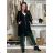 Lange Damen Fleecejacke (SML-XL) ITALIAN FASHION IMD211106 M/L/XL schwarz