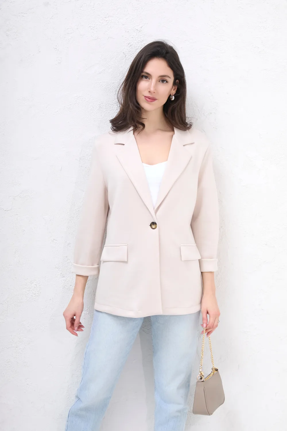 Damen-Oversize-Langarm-Hemd mit verlängerten Ärmeln (S/M ONE SIZE) ITALIAN FASHION IMPLI2234690