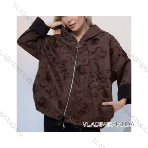 Damen-Lederjacke mit 3/4-langen Ärmeln und Reißverschluss (Einheitsgröße S/M/L) ITALIAN FASHION IMPLI2438847