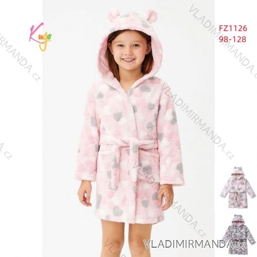 Warmer flauschiger Bademantel mit Kapuze für Mädchen (98-128) KUGO FZ-6717