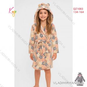Warmer flauschiger Bademantel mit Kapuze für Mädchen (98-128) KUGO FZ-6717