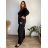 Langer Faltenrock für Damen mit Gürtel (S/M/L ONE SIZE) ITALIAN FASHION IMC25333  schwarz