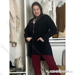 Šaty mikinové s kapucí dlouhý rukáv dámské (S/M/L ONE SIZE) ITALSKÁ MÓDA IMD21957