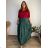 Damen Warmes Langarmkleid (L / XL ONE SIZE) ITALIAN FASHION IM421MIA  dunkler Smaragd