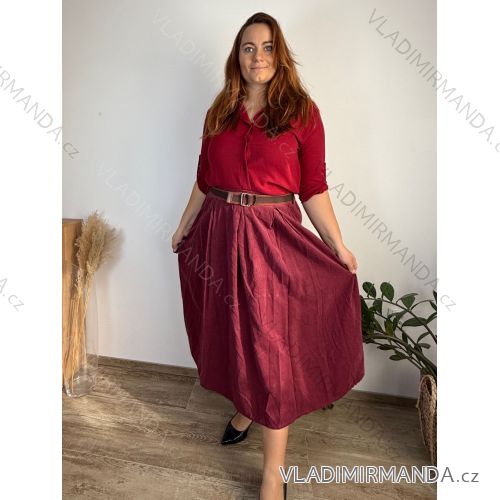 Damen Warmes Langarmkleid (L / XL ONE SIZE) ITALIAN FASHION IM421MIA  Wein