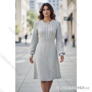 Kurzes gestricktes Langarmkleid für Damen (S/M EINHEITSGRÖSSE) ITALIAN FASHION IM424325