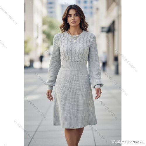 Kurzes gestricktes Langarmkleid für Damen (S/M EINHEITSGRÖSSE) ITALIAN FASHION IM424325