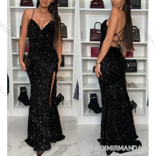 Langes, paillettenbesetztes Partykleid für Damen mit Trägern (XS/S/M Einheitsgröße) ITALIENISCHE MODE IMM25M57507