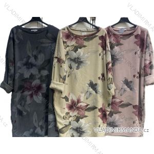 Warmes, geblümtes Damenkleid mit langen Ärmeln, Oversize (54/56/58, Einheitsgröße), italienische Mode, IMC25540