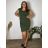 Kleid kurz für Frauen Kleiderbügel (uni s / m) ITALIENISCHER MODUS IM922LUCA 4XL grünes Khaki