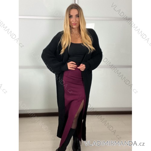 Langer Damen-Strickcardigan mit langen Ärmeln (Einheitsgröße S/M/L) ITALIENISCHE MODE IMPLI258091 -   schwarz -   S / M / L