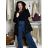 Fleecemantel Langarm Reißverschluss Kapuze Damen Oversized (XL / 2XLONE SIZE) ITALIAN FASHION IMD211123 M/L/XL schwarz