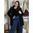 Fleecemantel Langarm Reißverschluss Kapuze Damen Oversized (XL / 2XLONE SIZE) ITALIAN FASHION IMD211123 M/L/XL schwarz