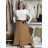 Langer, warmer Faltenrock für Damen mit Gürtel (Einheitsgröße S/M/L) ITALIENISCHE MODE IMC24594 S / M / L schwarz