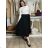 Langer, warmer Faltenrock für Damen mit Gürtel (Einheitsgröße S/M/L) ITALIENISCHE MODE IMC24594 S / M / L schwarz