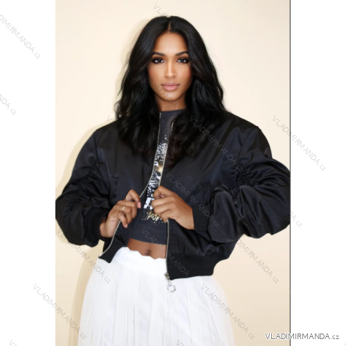 Damen-Lederjacke mit langen Ärmeln (Einheitsgröße S/M) ITALIAN FASHION IMPDY231SSH8223 schwarz S / M / L