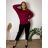 Langärmliges, leichtes Damen-Kapuzensweatshirt mit Reißverschluss, übergroß (52/54/56 ONE SIZE) ITALIAN FASHION IMC25359 44/46/48 Wein