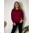 Langärmliges, leichtes Damen-Kapuzensweatshirt mit Reißverschluss, übergroß (52/54/56 ONE SIZE) ITALIAN FASHION IMC25359 44/46/48 Wein