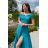 Trägerloses langes Partykleid aus Satin für Damen (34-42) POLISH FASHION PMLEL24NATHALIE türkis 34