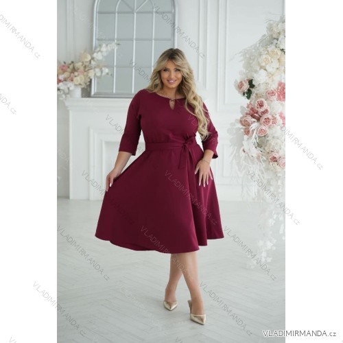 Trägerloses langes Partykleid aus Satin für Damen (34-42) POLISH FASHION PMLEL24NATHALIE 42 Wein