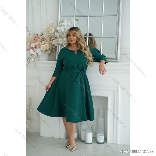 Trägerloses langes Partykleid aus Satin für Damen (34-42) POLISH FASHION PMLEL24NATHALIE 40 Smaragdgrün