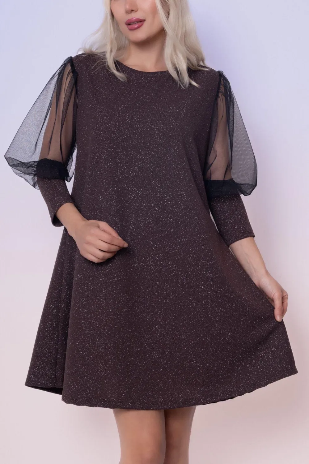 Elegantes Langarmkleid für Damen (S/M ONE SIZE) ITALIAN FASHION IMPLI2220433lurex