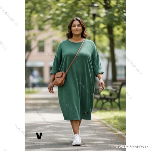 Klassisches Oversize-Kleid mit langen Ärmeln für Damen (52/54/56, Einheitsgröße) Italienische Mode IMD25360