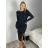 Elegantes Hemd Langarm Damen Kleid (S / M ONE SIZE) ITALIAN FASHION IMWY21734 S / M / L schwarz