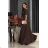 Trägerloses langes Partykleid aus Satin für Damen (34-42) POLISH FASHION PMLEL24NATHALIE brown Schokolade S
