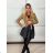 Kurze Langarmjacke aus Kunstleder für Damen (S/M/L EINHEITSGRÖSSE) ITALIAN FASHION IMPLI2416063 S braun