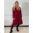 Šaty mikinové s kapucí dlouhý rukáv dámské (S/M/L ONE SIZE) ITALSKÁ MÓDA IMD21957 M/L/XL Wein
