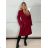 Šaty mikinové s kapucí dlouhý rukáv dámské (S/M/L ONE SIZE) ITALSKÁ MÓDA IMD21957 M/L/XL Wein