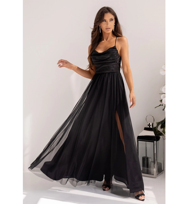 Trägerloses langes Partykleid aus Satin für Damen (34-42) POLISH FASHION PMLEL24NATHALIE