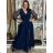 Damen Plus Size (42-46) langes elegantes ärmelloses Partykleid POLISH FASHION PMLBC23265-10 dunkelblau 40
