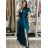 Langes formelles Kurzarmkleid für Damen (36-54) POLISH FASHION PMLMR23ALICE 42 dunkelgrün