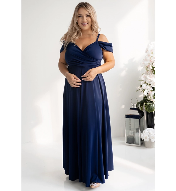 Trägerloses langes Partykleid aus Satin für Damen (34-42) POLISH FASHION PMLEL24NATHALIE