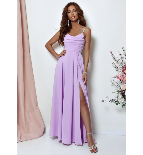 Trägerloses langes Partykleid aus Satin für Damen (34-42) POLISH FASHION PMLEL24NATHALIE