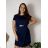 Kurzarmkleid für Damen in Übergröße (L-3XL) POLISH FASHION PMF20013 Farbe   dunkelblau Velikost   42