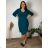 Kurzarmkleid für Damen in Übergröße (L-3XL) POLISH FASHION PMF20013 46 modrá petrolejová