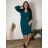 Kurzarmkleid für Damen in Übergröße (L-3XL) POLISH FASHION PMF20013 46 modrá petrolejová