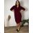 Kurzarmkleid für Damen in Übergröße (L-3XL) POLISH FASHION PMF20013 48 Wein
