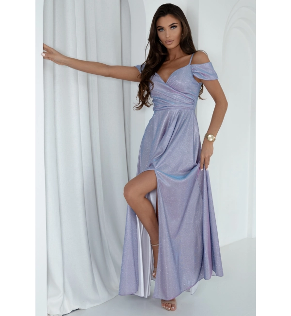 Trägerloses langes Partykleid aus Satin für Damen (34-42) POLISH FASHION PMLEL24NATHALIE
