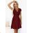 242-5 ANNA Spitzenkleid mit Ausschnitt und ausgestelltem Rock - bordeauxrot