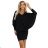 402-10 Bequemes Fledermausärmelkleid mit langen Ärmeln - schwarz