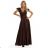 411-15 CRYSTAL langes Satinkleid mit Ausschnitt - Schokoladenbraun